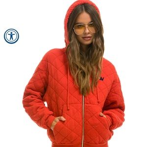 Aviator Nation Quilted Zip Hoodie